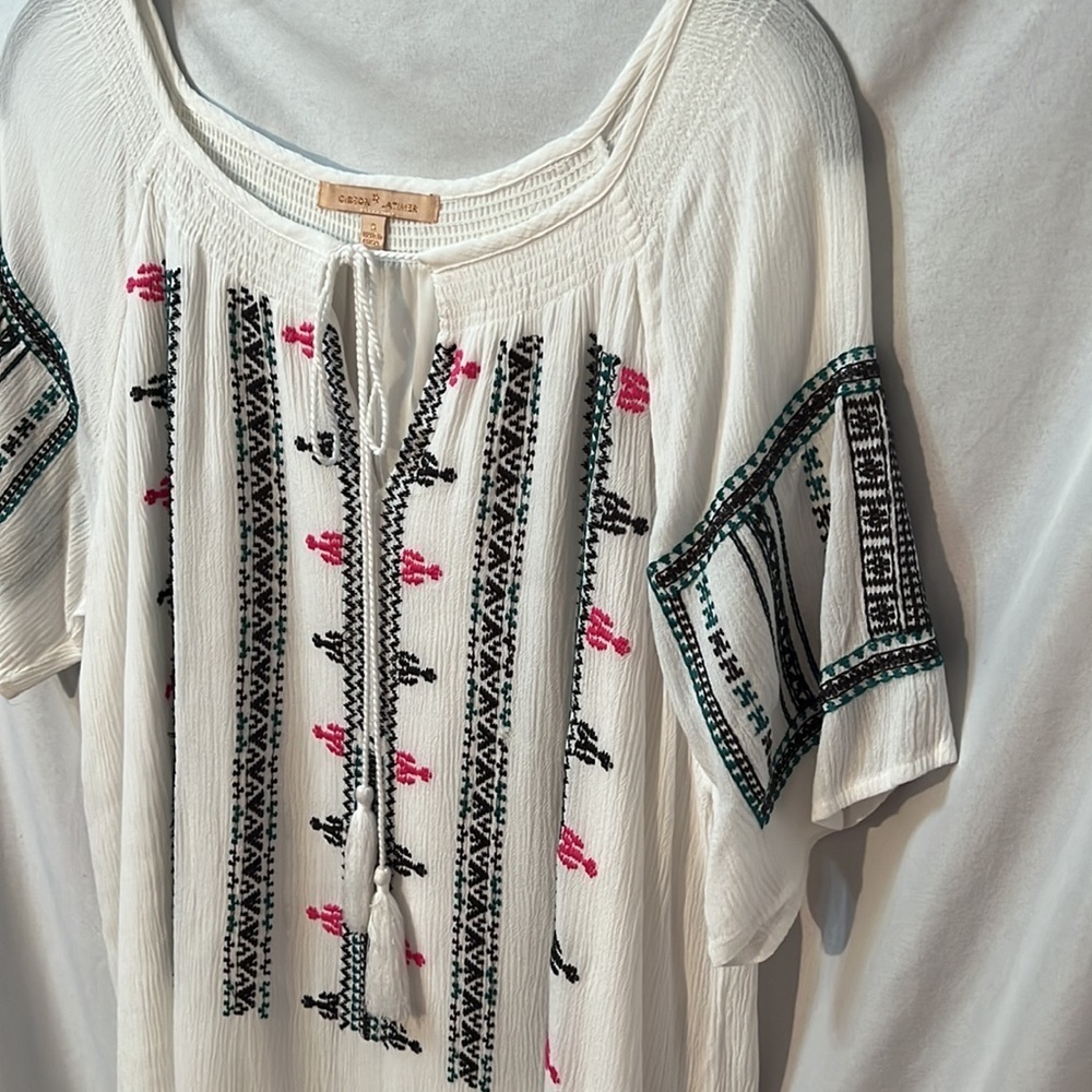 Gibson Latimer Womens Multicolor Embroidered White Dress Size Small - Picture 4 of 9